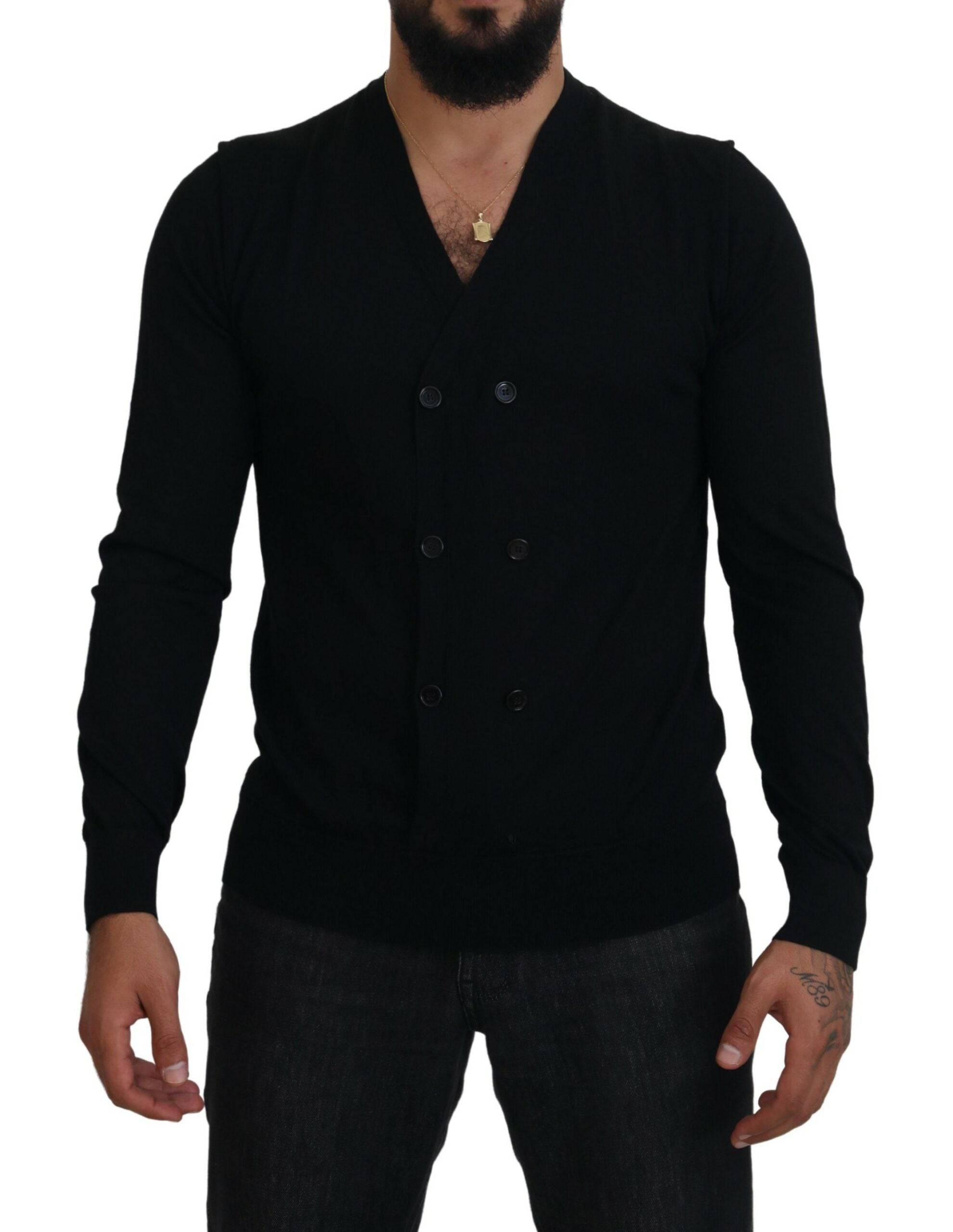 Dolce & Gabbana Elegant Black Cashmere Cardigan Sweater - IT50 | L