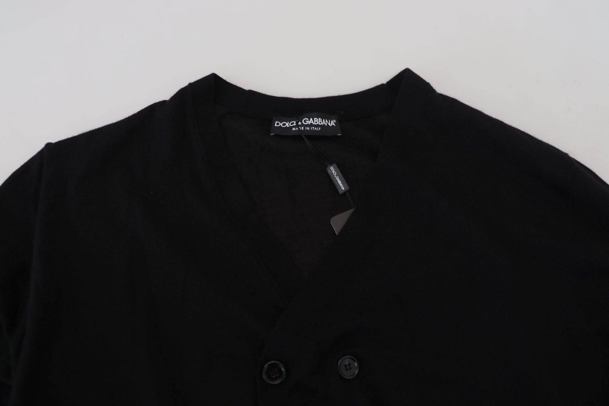 Dolce & Gabbana Elegant Black Cashmere Cardigan Sweater - IT50 | L