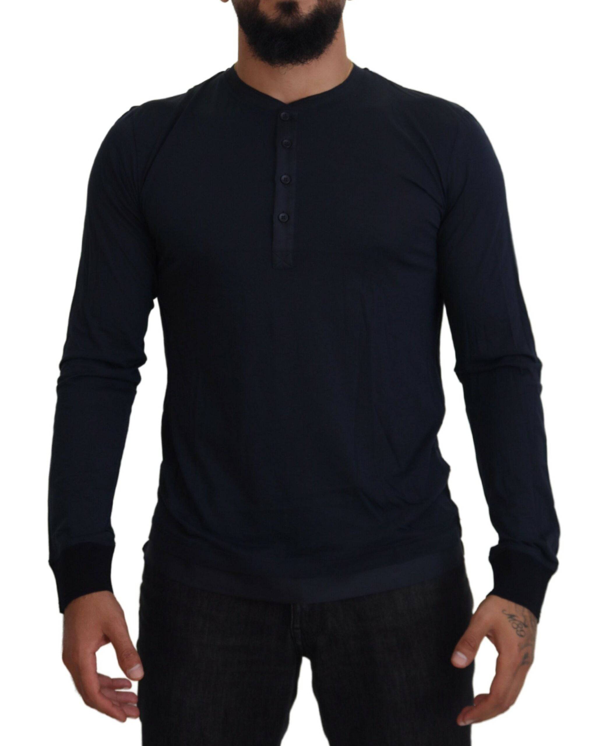 Dolce & Gabbana Elegant Cotton-Silk Blend Blue Pullover - IT46 | S