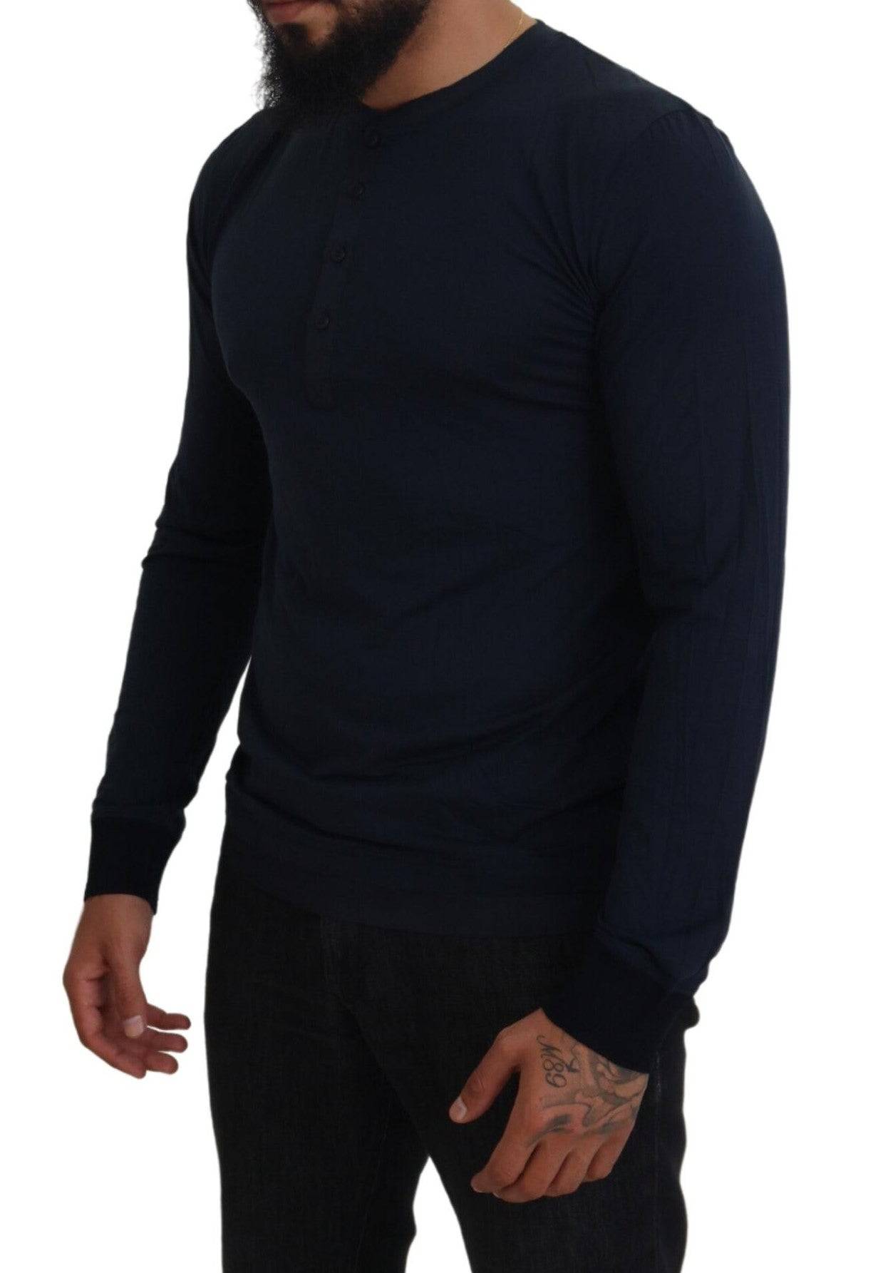 Dolce & Gabbana Elegant Cotton-Silk Blend Blue Pullover - IT46 | S