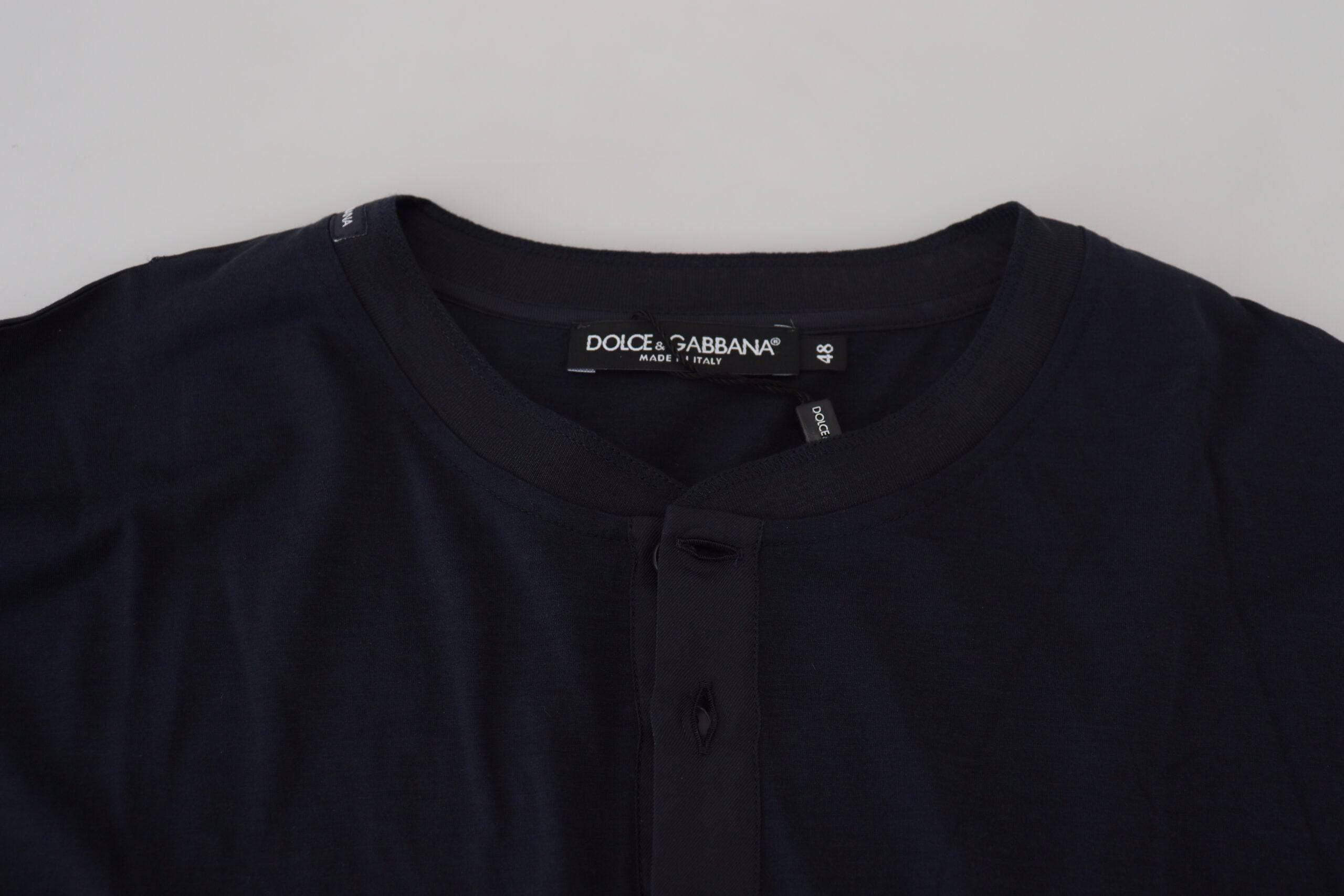 Dolce & Gabbana Elegant Cotton-Silk Blend Blue Pullover - IT46 | S