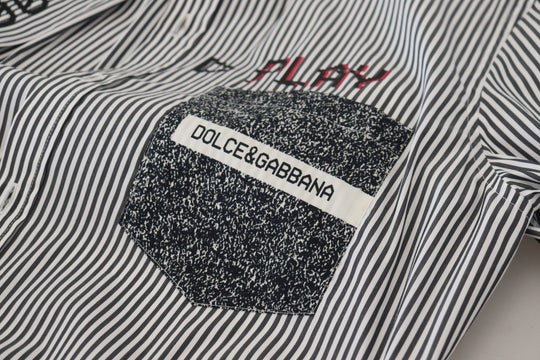 Dolce & Gabbana Classic Black and White Striped Button-Down Shirt