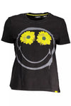 Desigual Chic Black Printed Cotton Tee with Logo