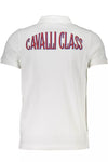 Cavalli Class Elegant White Cotton Polo with Logo Detail