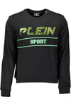 Plein Sport Sleek Black Cotton Sweatshirt with Bold Accents