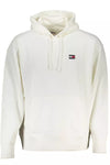 Tommy Hilfiger Sleek White Hooded Sweatshirt with Central Pocket