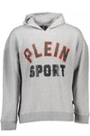 Plein Sport Sleek Gray Hooded Sweatshirt with Bold Contrasts