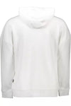 Plein Sport Sleek White Hooded Sweatshirt with Bold Prints