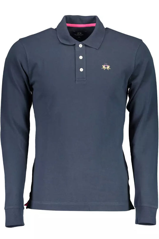 La Martina Blue Cotton Men Polo Shirt