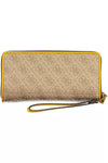 Guess Jeans Beige Zip-Around Wallet with Contrast Details