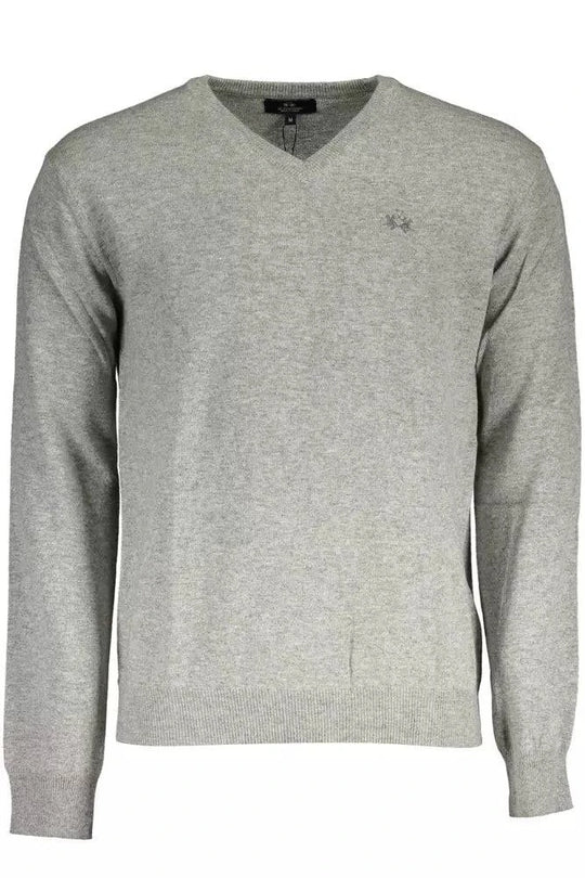 La Martina Gray Wool Men Sweater