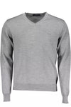 Harmont & Blaine Elegant V-Neck Wool Sweater in Gray