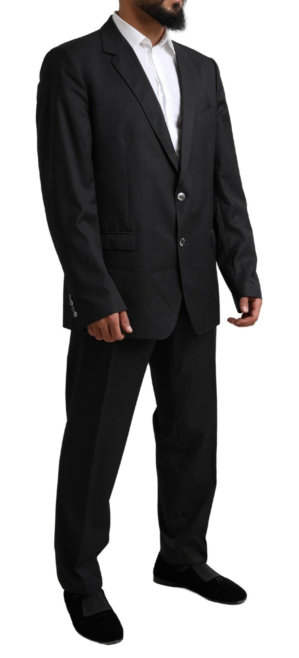 Dolce & Gabbana Elegant Black Virgin Wool Martini Suit - IT58 | XXL