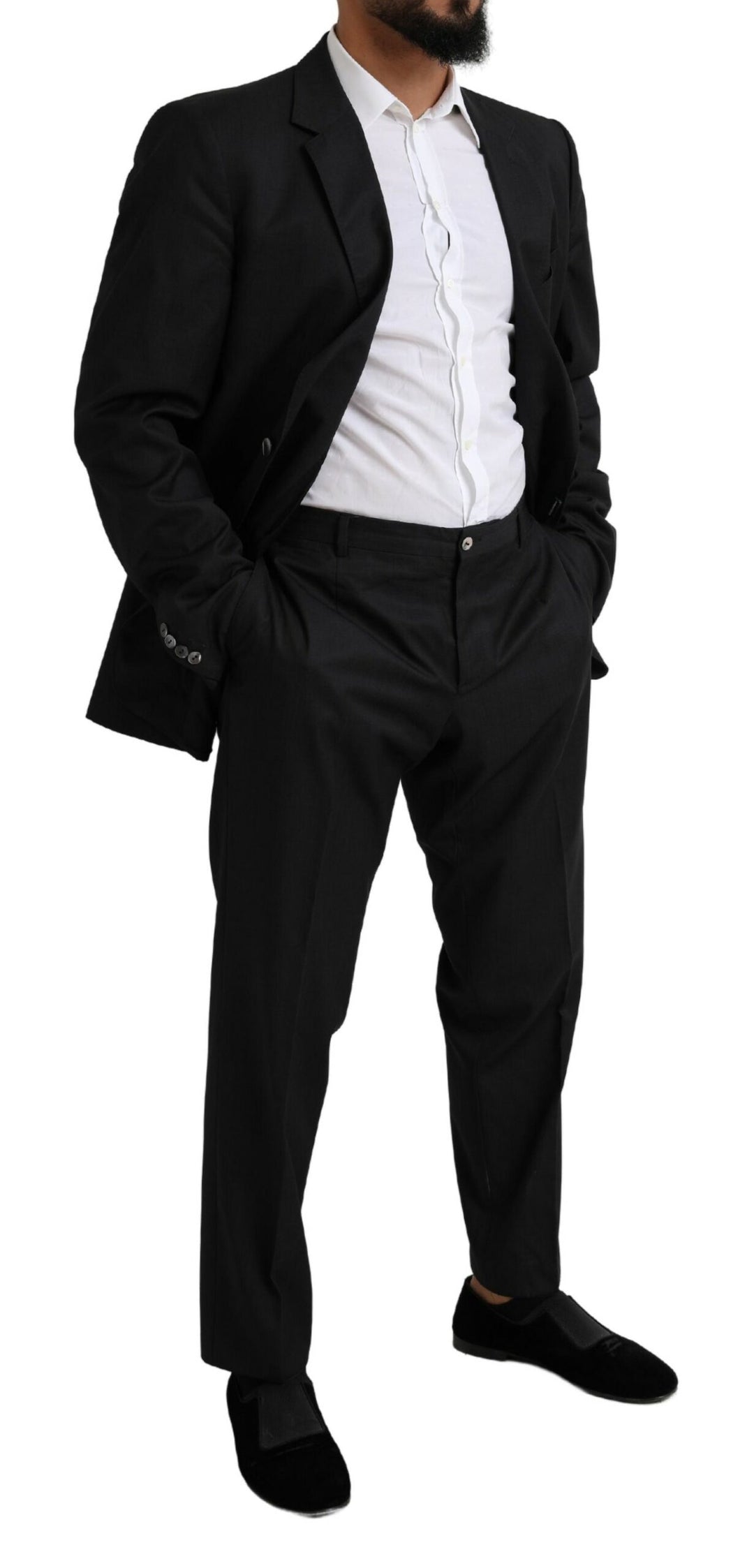 Dolce & Gabbana Elegant Black Virgin Wool Martini Suit