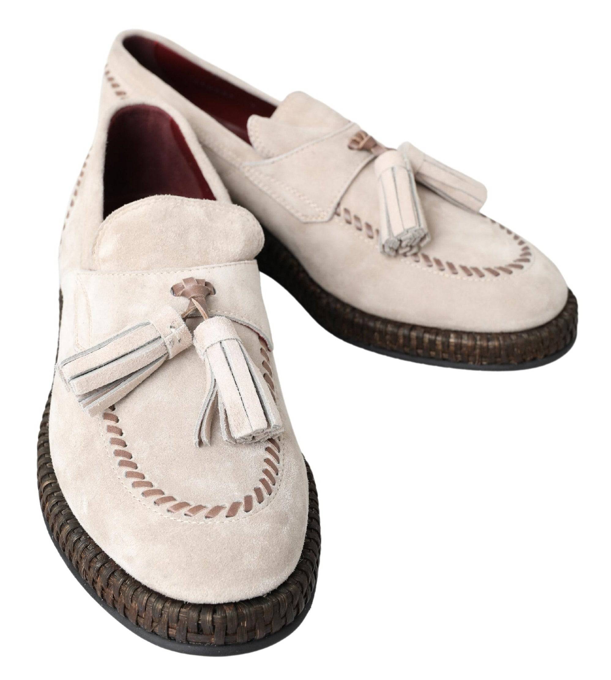 Dolce & Gabbana Elegant Ivory Leather Espadrilles - ACCEXO