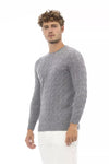 Alpha Studio Gray Wool Men Sweater