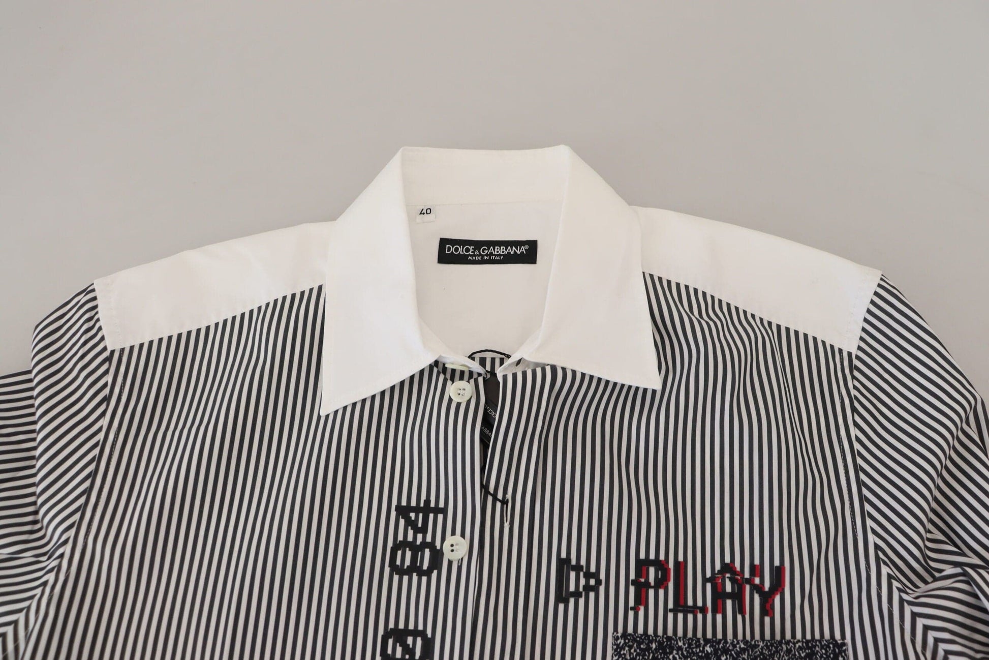 Dolce & Gabbana Slim Fit Striped Casual Shirt with Channel Motive - ACCEXO