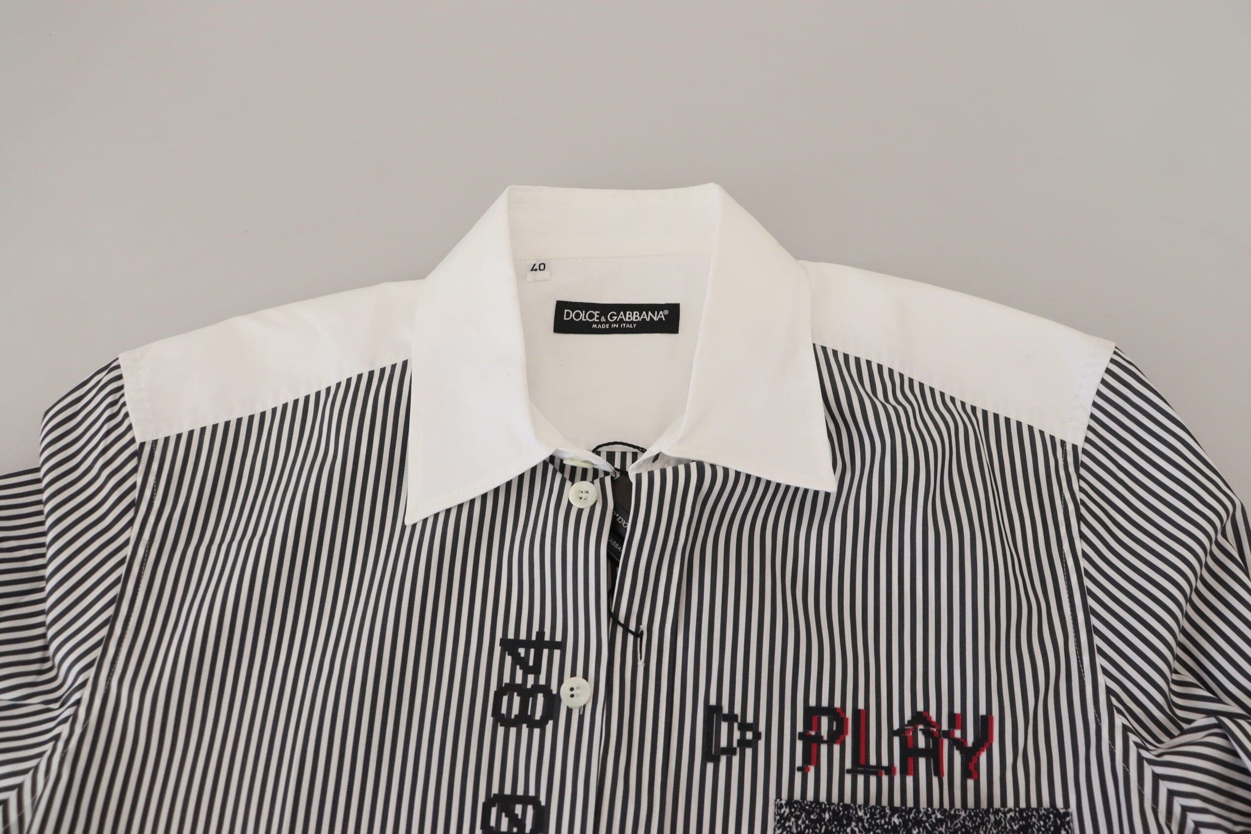 Dolce & Gabbana Slim Fit Striped Casual Shirt with Channel Motive - ACCEXO