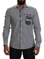 Dolce & Gabbana Slim Fit Striped Casual Shirt with Channel Motive - ACCEXO