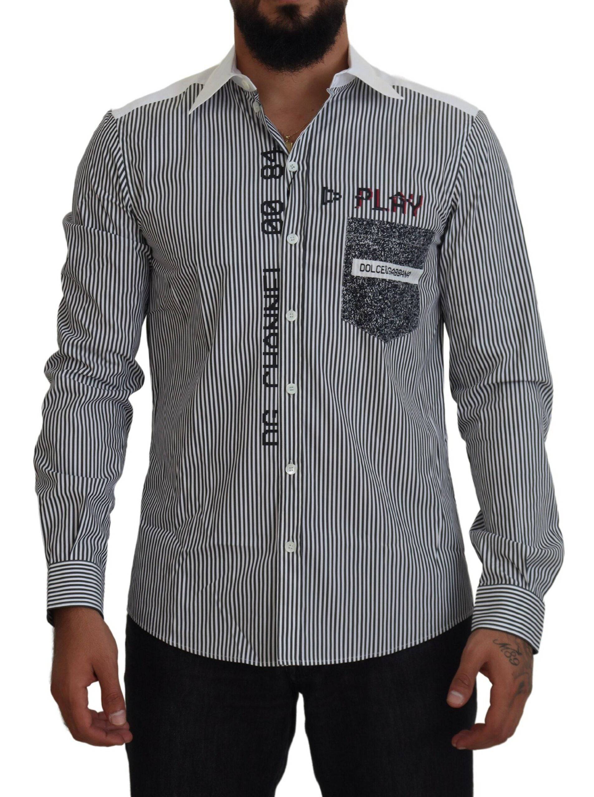 Dolce & Gabbana Slim Fit Striped Casual Shirt with Channel Motive - ACCEXO