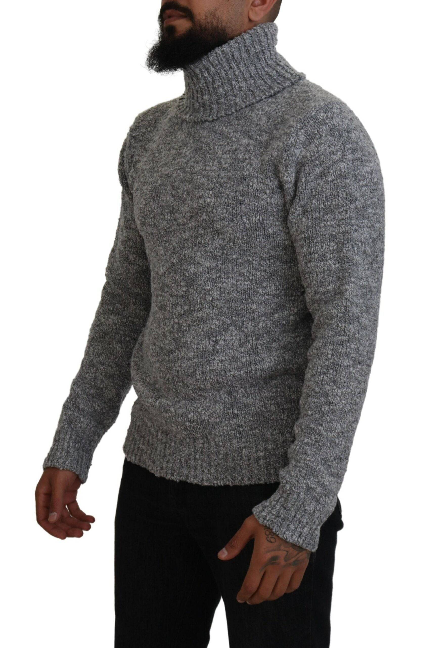 Dolce & Gabbana Elegant Gray Wool-Blend Turtleneck Sweater - ACCEXO