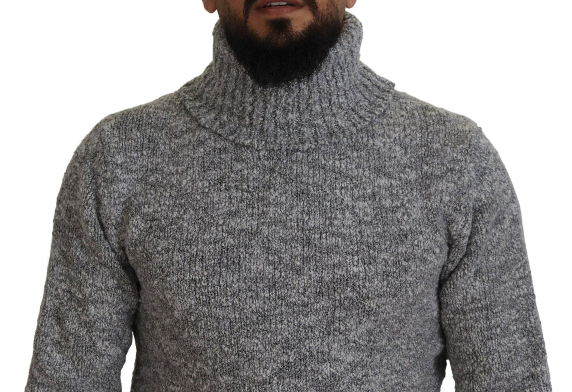Dolce & Gabbana Elegant Gray Wool-Blend Turtleneck Sweater - ACCEXO