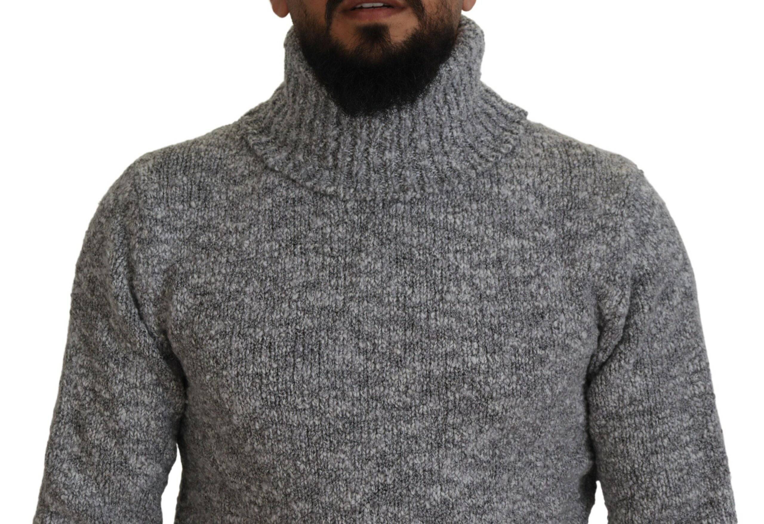 Dolce & Gabbana Elegant Gray Wool-Blend Turtleneck Sweater - ACCEXO