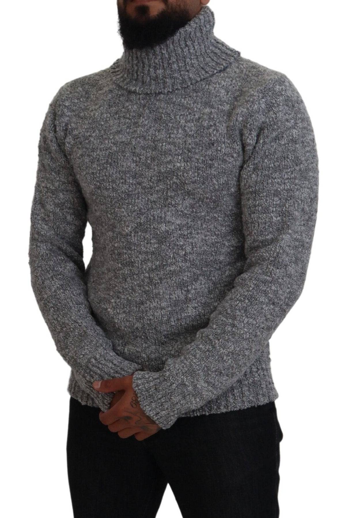 Dolce & Gabbana Elegant Gray Wool-Blend Turtleneck Sweater - ACCEXO