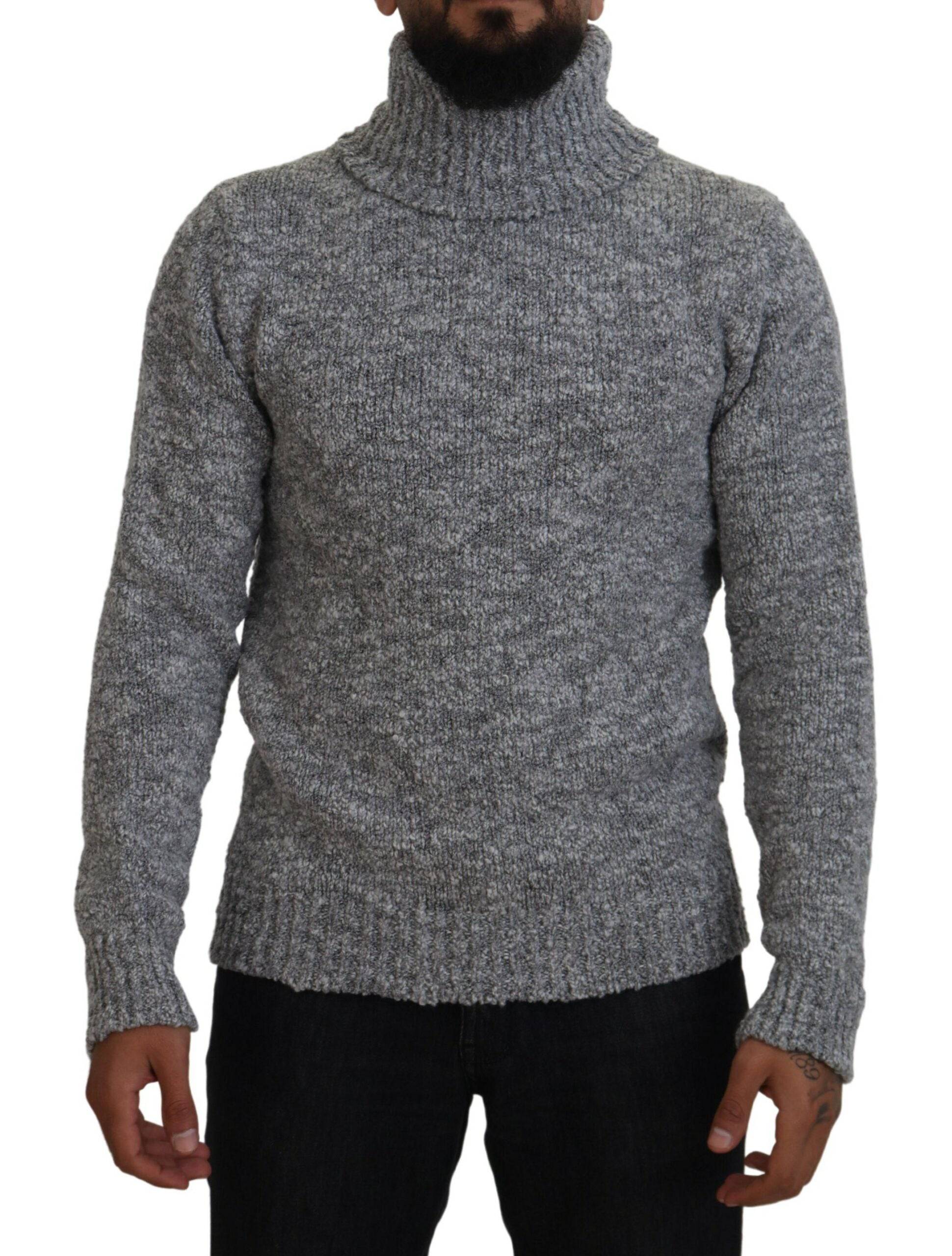 Dolce & Gabbana Elegant Gray Wool-Blend Turtleneck Sweater - ACCEXO