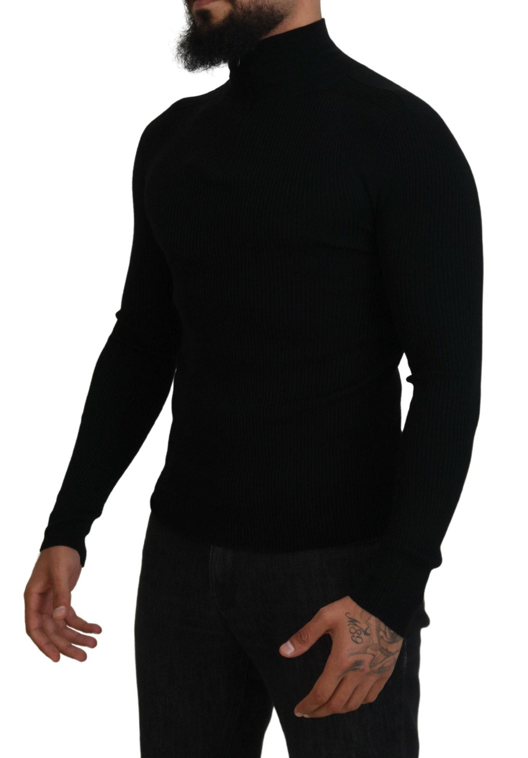 Dolce & Gabbana Elegant Black Wool Half Zip Turtleneck Sweater - ACCEXO