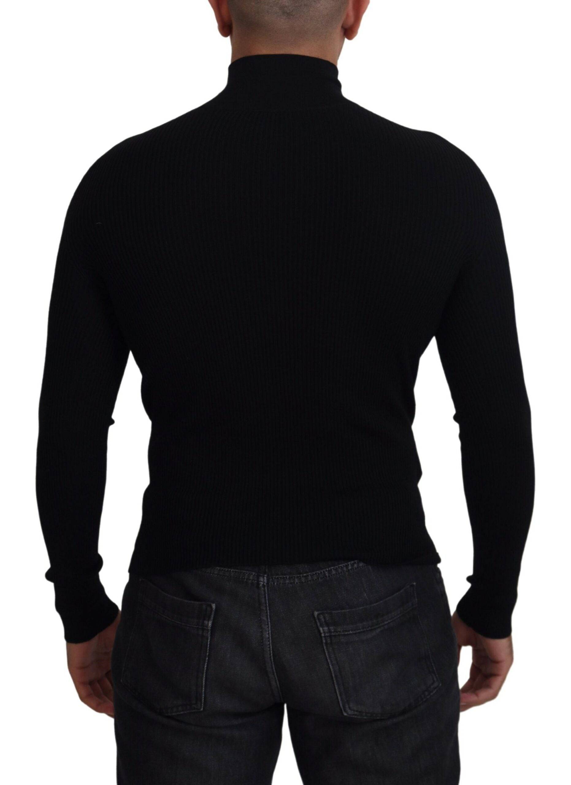Dolce & Gabbana Elegant Black Wool Half Zip Turtleneck Sweater - ACCEXO