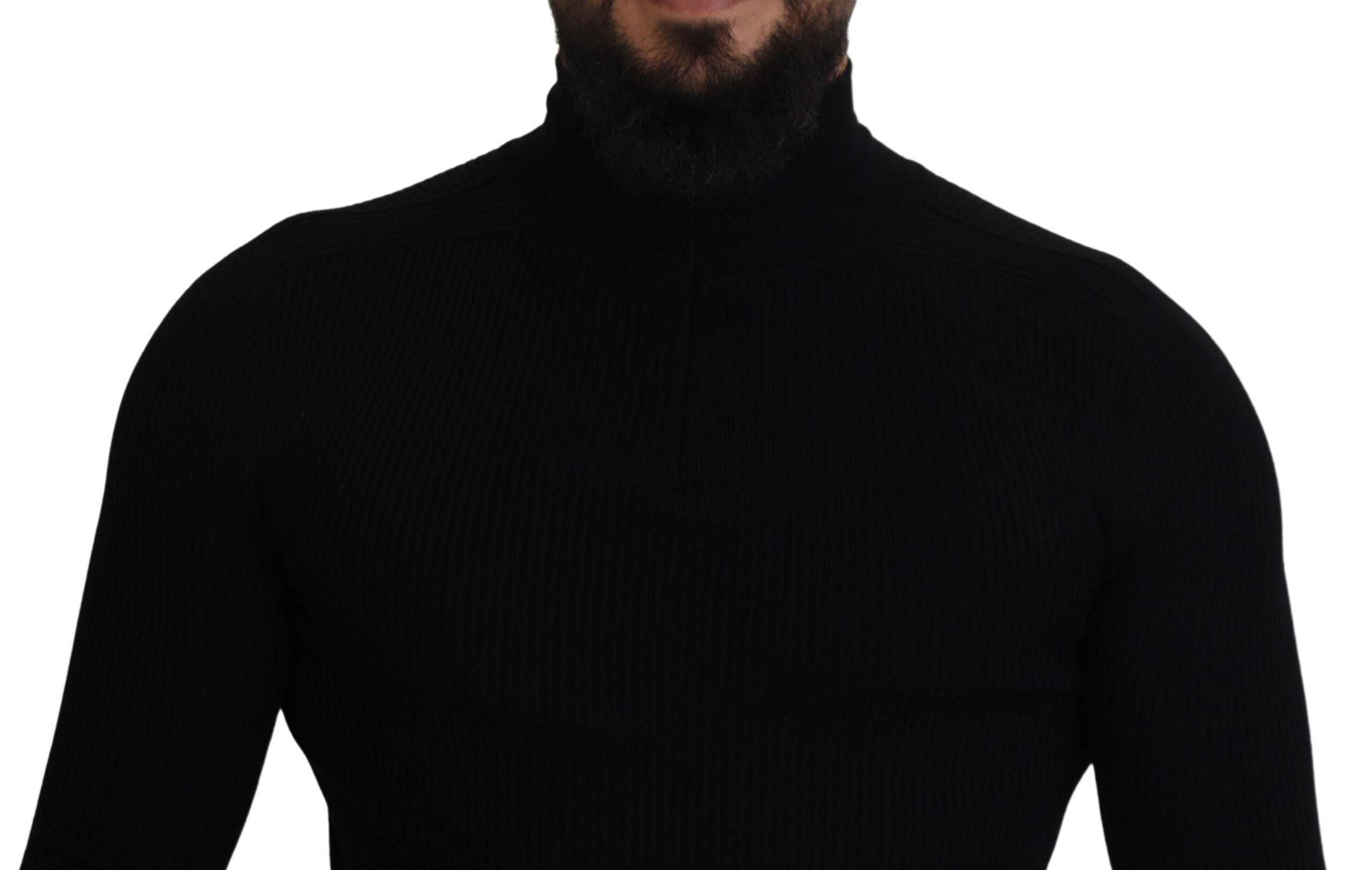 Dolce & Gabbana Elegant Black Wool Half Zip Turtleneck Sweater - ACCEXO