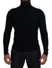 Dolce & Gabbana Elegant Black Wool Half Zip Turtleneck Sweater - ACCEXO