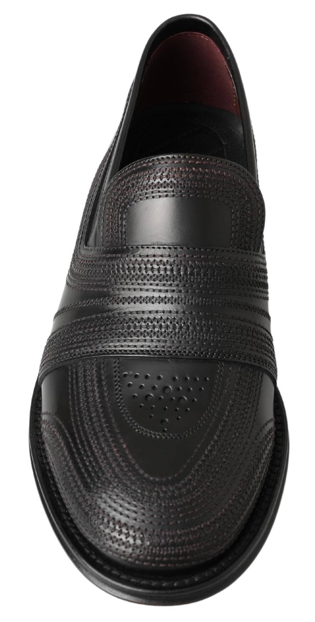 Dolce & Gabbana Elegant Black Leather Slipper Loafers - ACCEXO