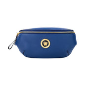 Versace Small Navy Calf Leather Medusa Pendant Fanny Waist Pack Belt Bag - ACCEXO
