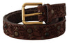 Dolce & Gabbana Elegant Leather Belt with Engraved Buckle