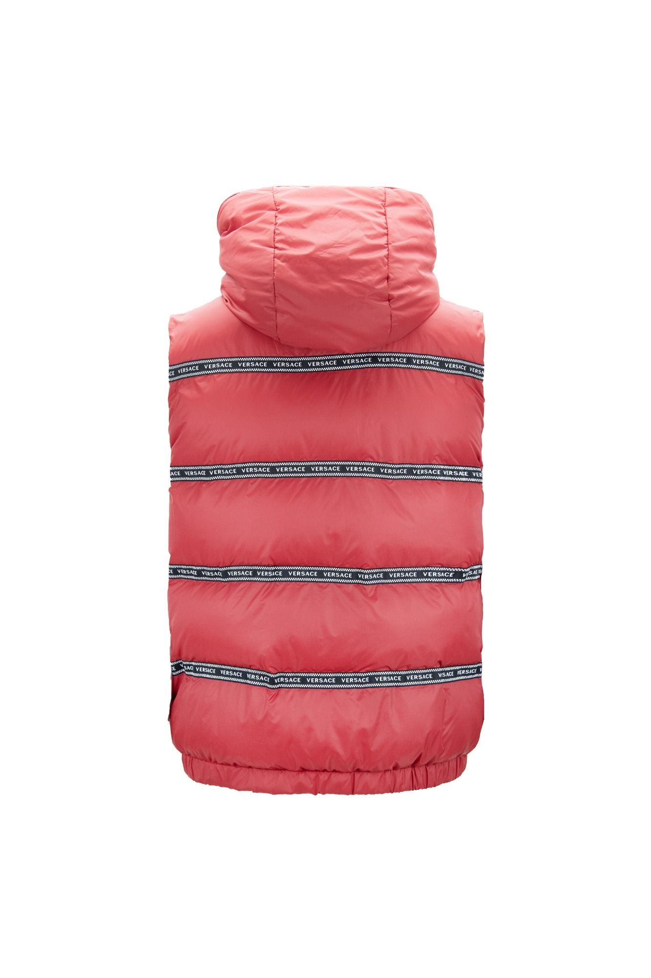Elegant Red Versace Logo Vest with Detachable Hood - ACCEXO