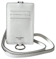 Dolce & Gabbana Elegant White Leather Cardholder Lanyard - ACCEXO