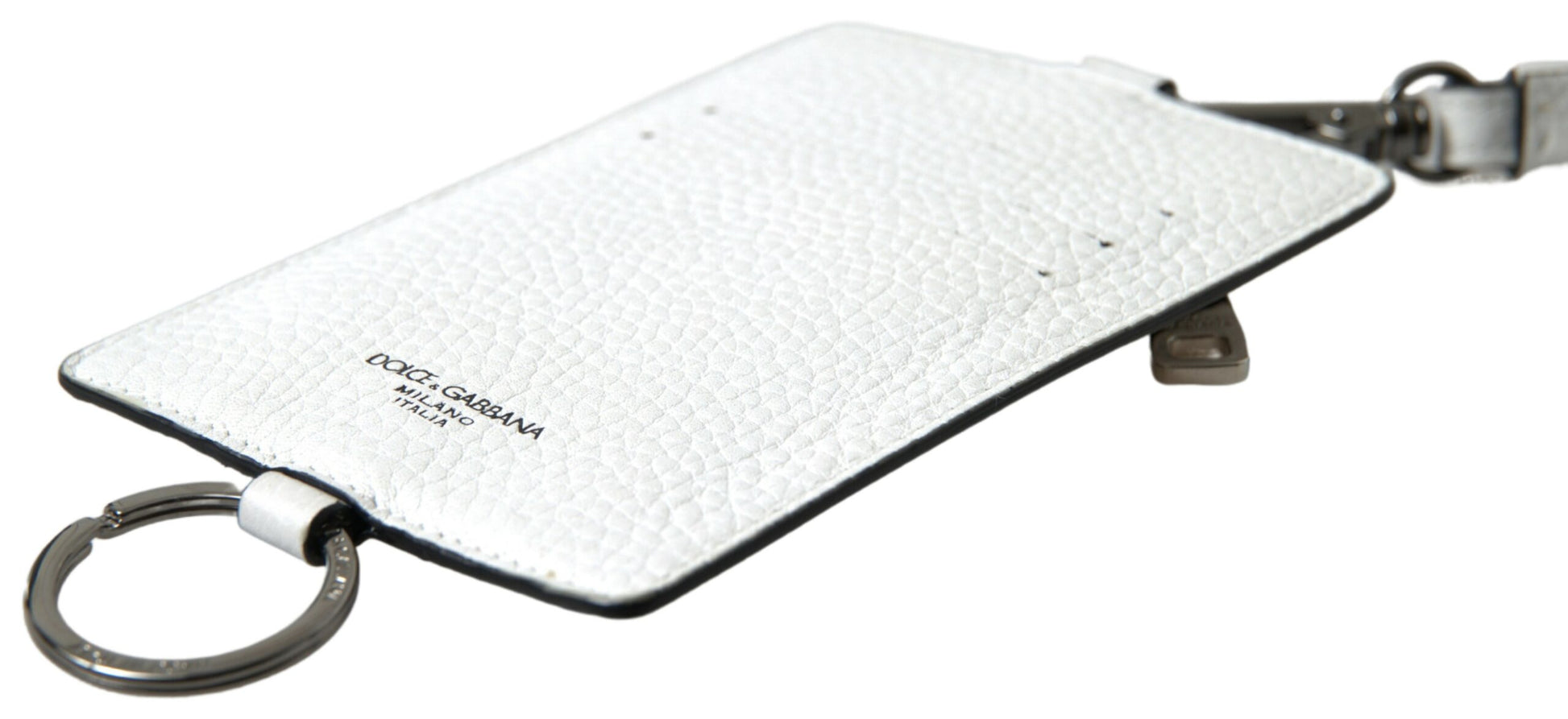 Dolce & Gabbana Elegant White Leather Cardholder Lanyard - ACCEXO