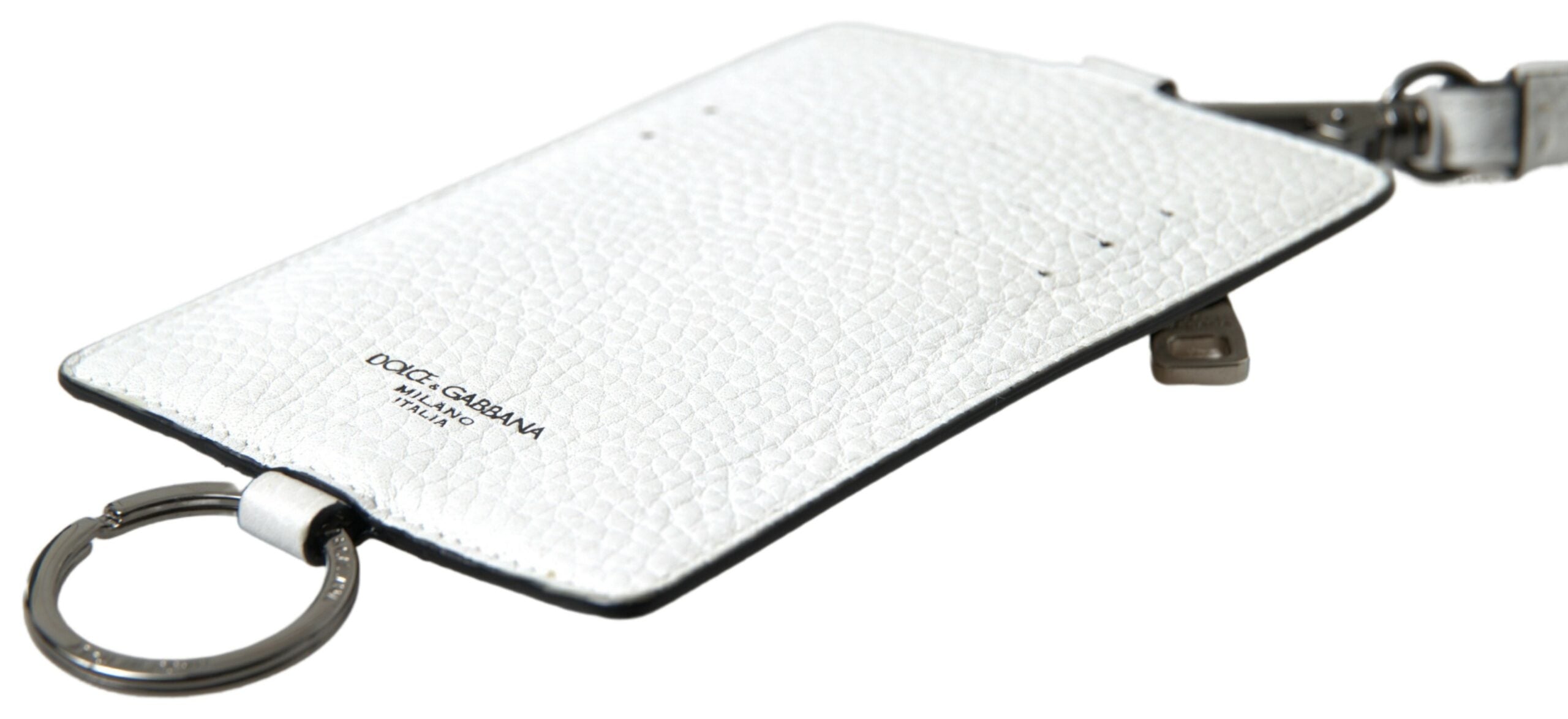 Dolce & Gabbana Elegant White Leather Cardholder Lanyard - ACCEXO