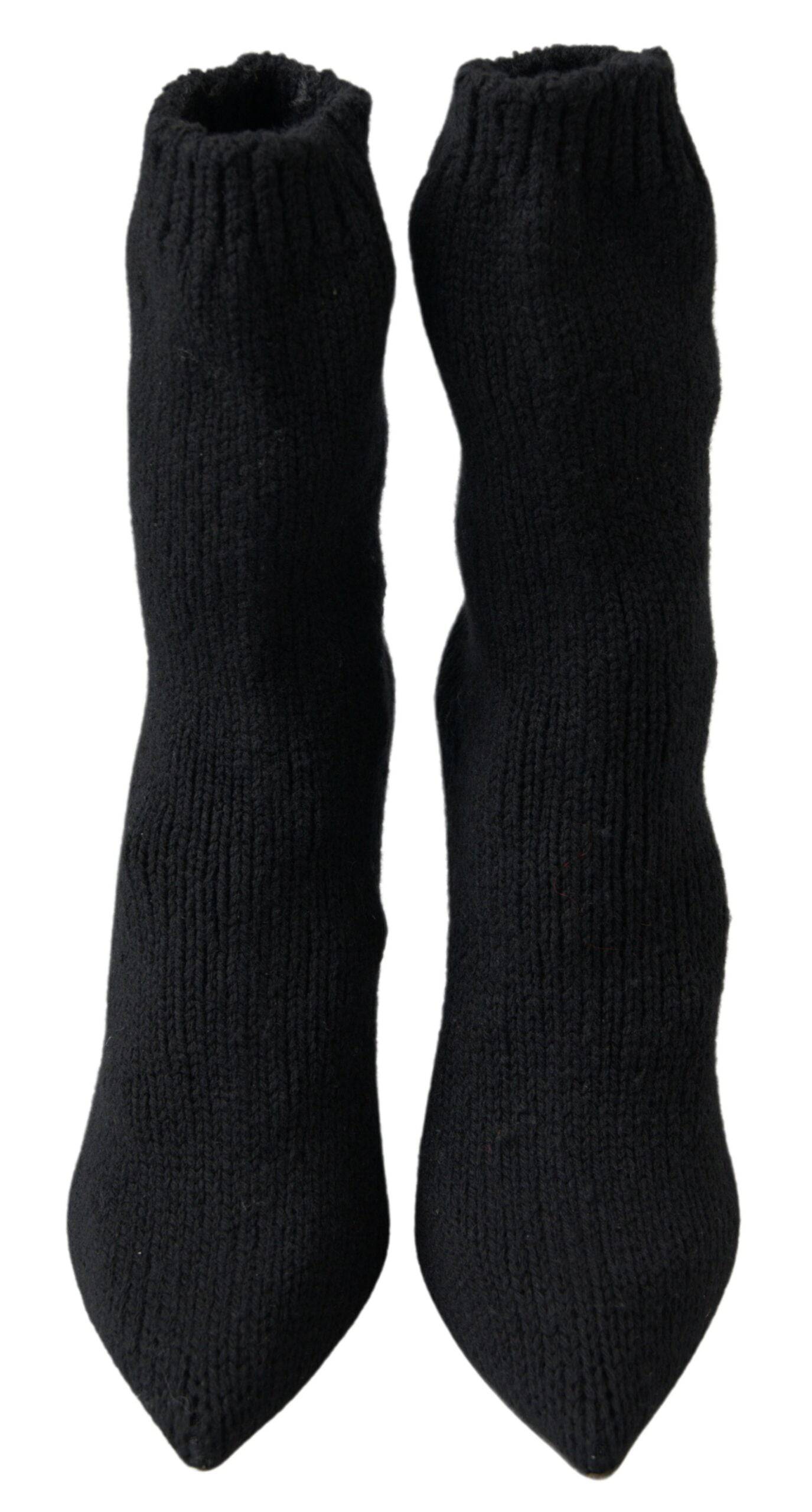Dolce & Gabbana Elegant Black Viscose Mid-Calf Boots - ACCEXO