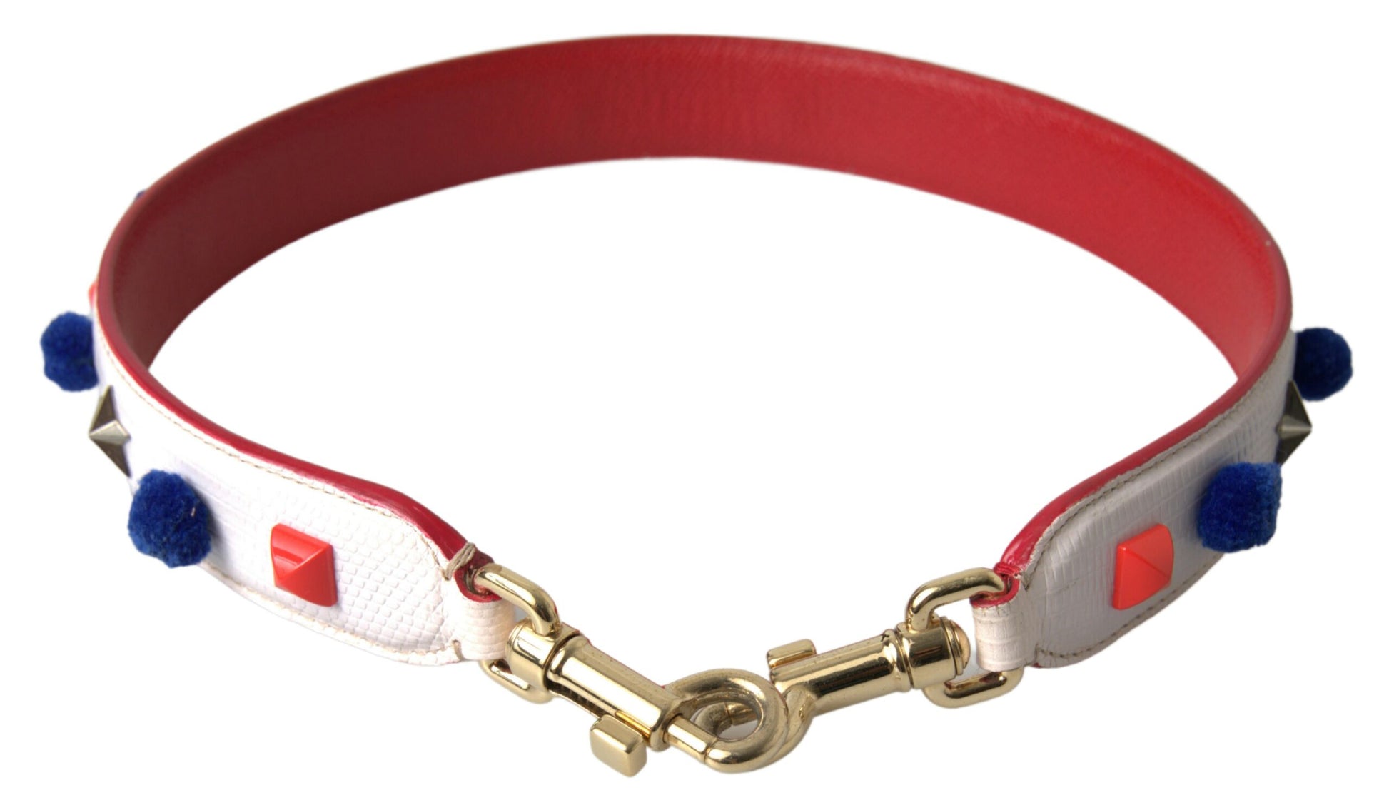 Dolce & Gabbana Stunning White Multicolor Studded Leather Strap - ACCEXO