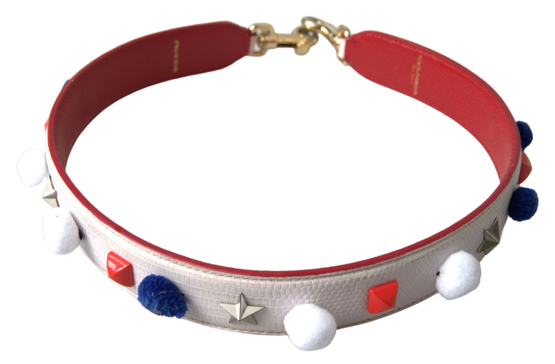 Dolce & Gabbana Stunning White Multicolor Studded Leather Strap - ACCEXO