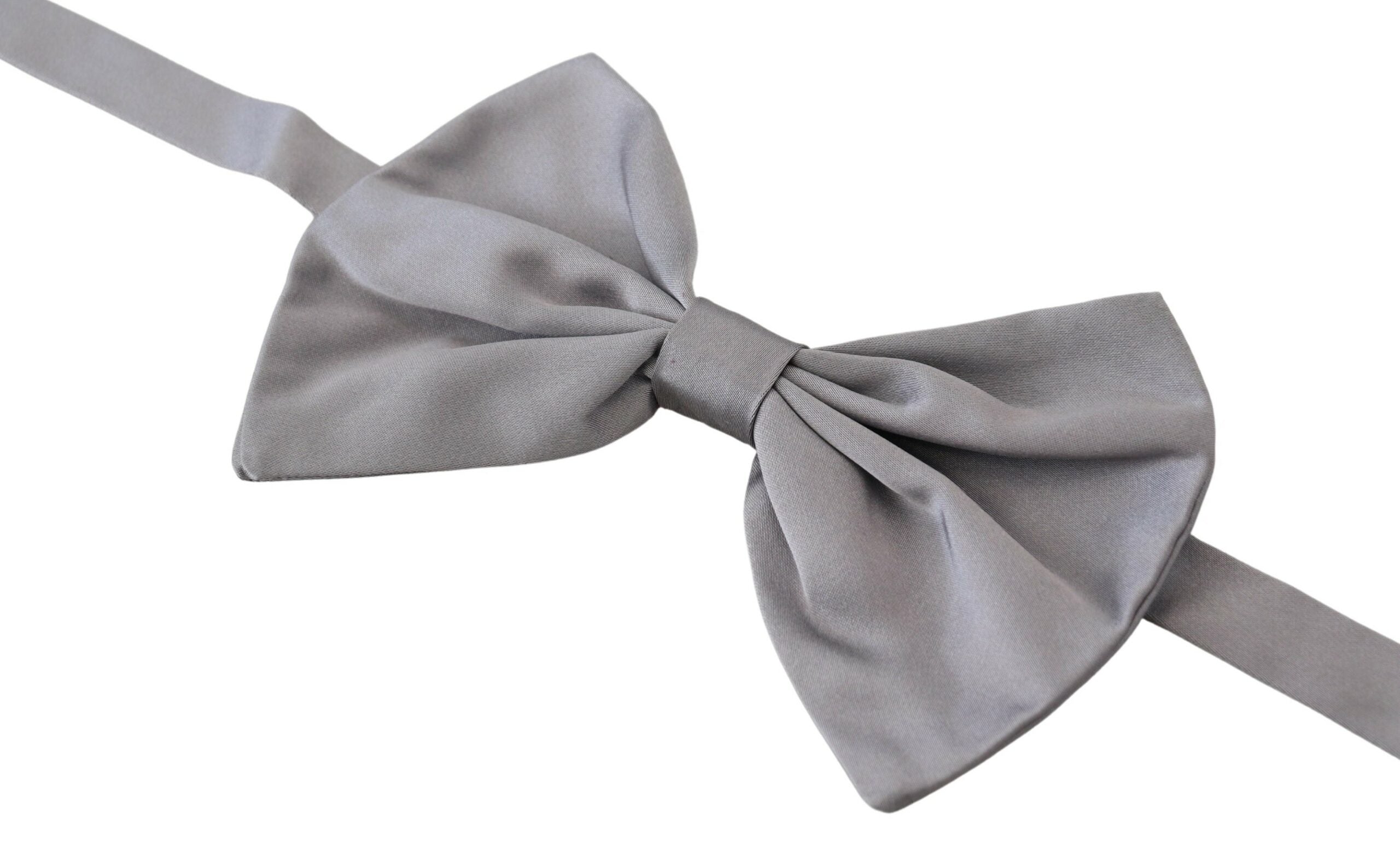 Dolce & Gabbana Elegant Silver Gray Silk Bow Tie - ACCEXO