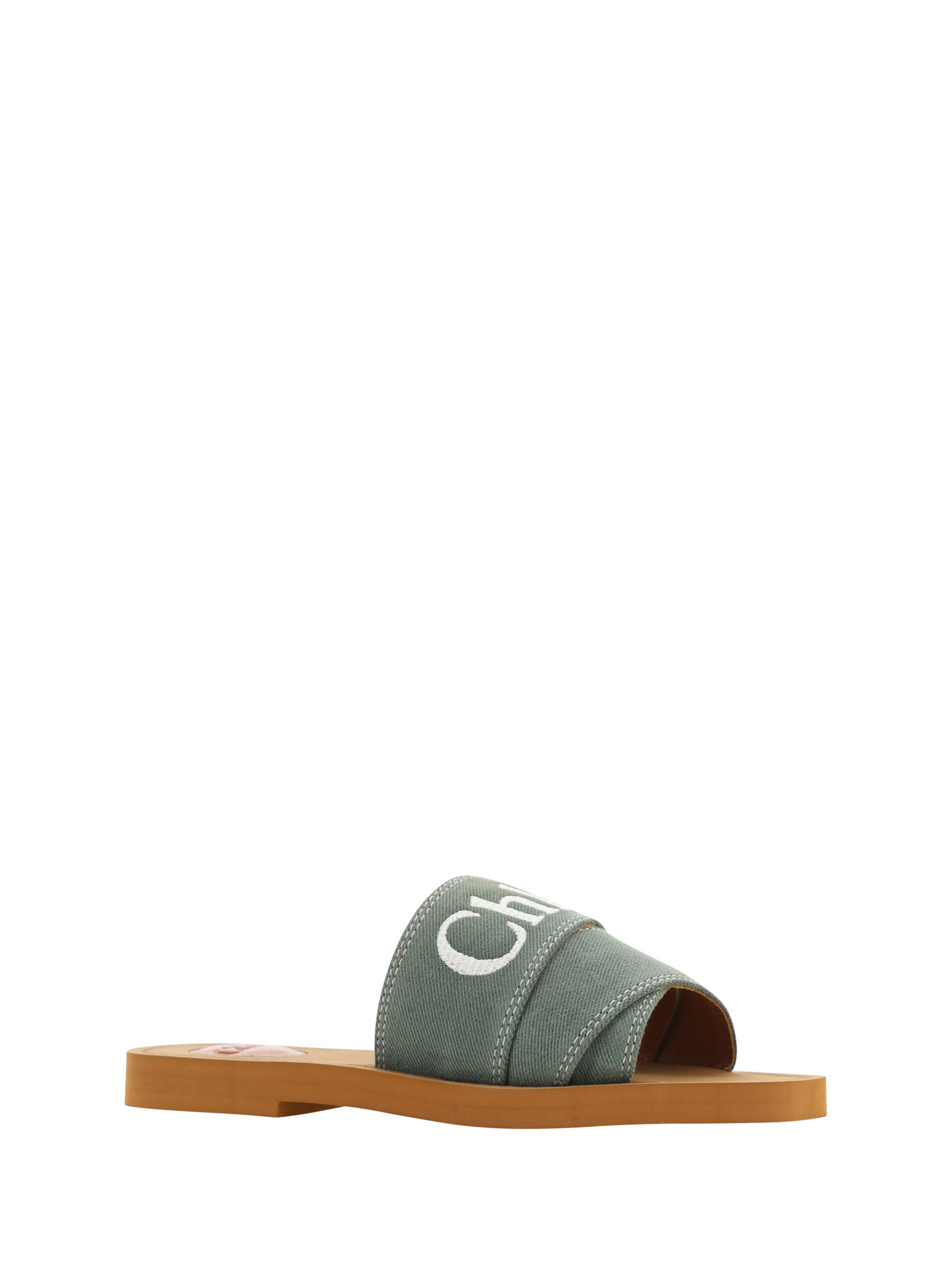 Chloé Elegant Forest Green Cotton Slides - ACCEXO