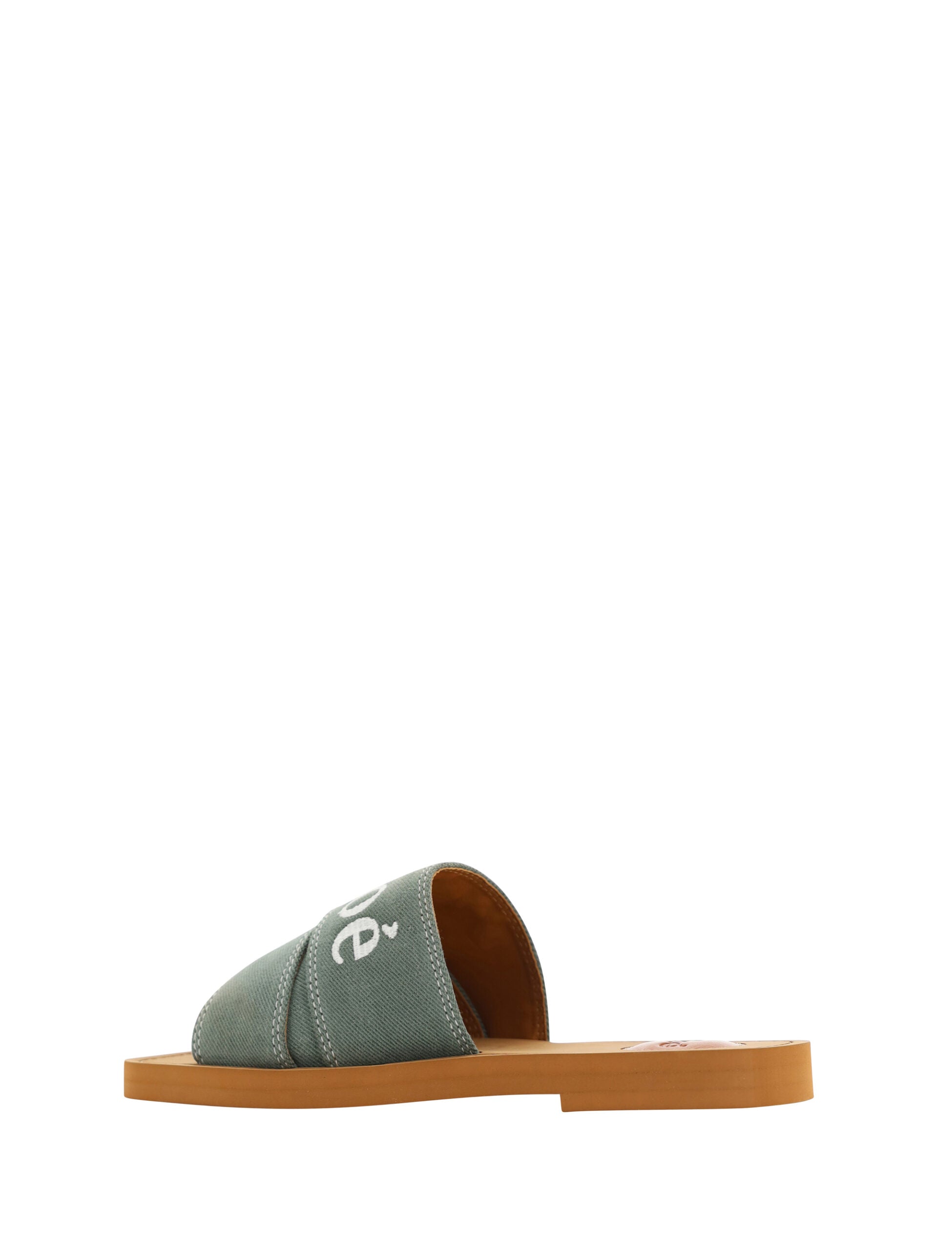 Chloé Elegant Forest Green Cotton Slides - ACCEXO