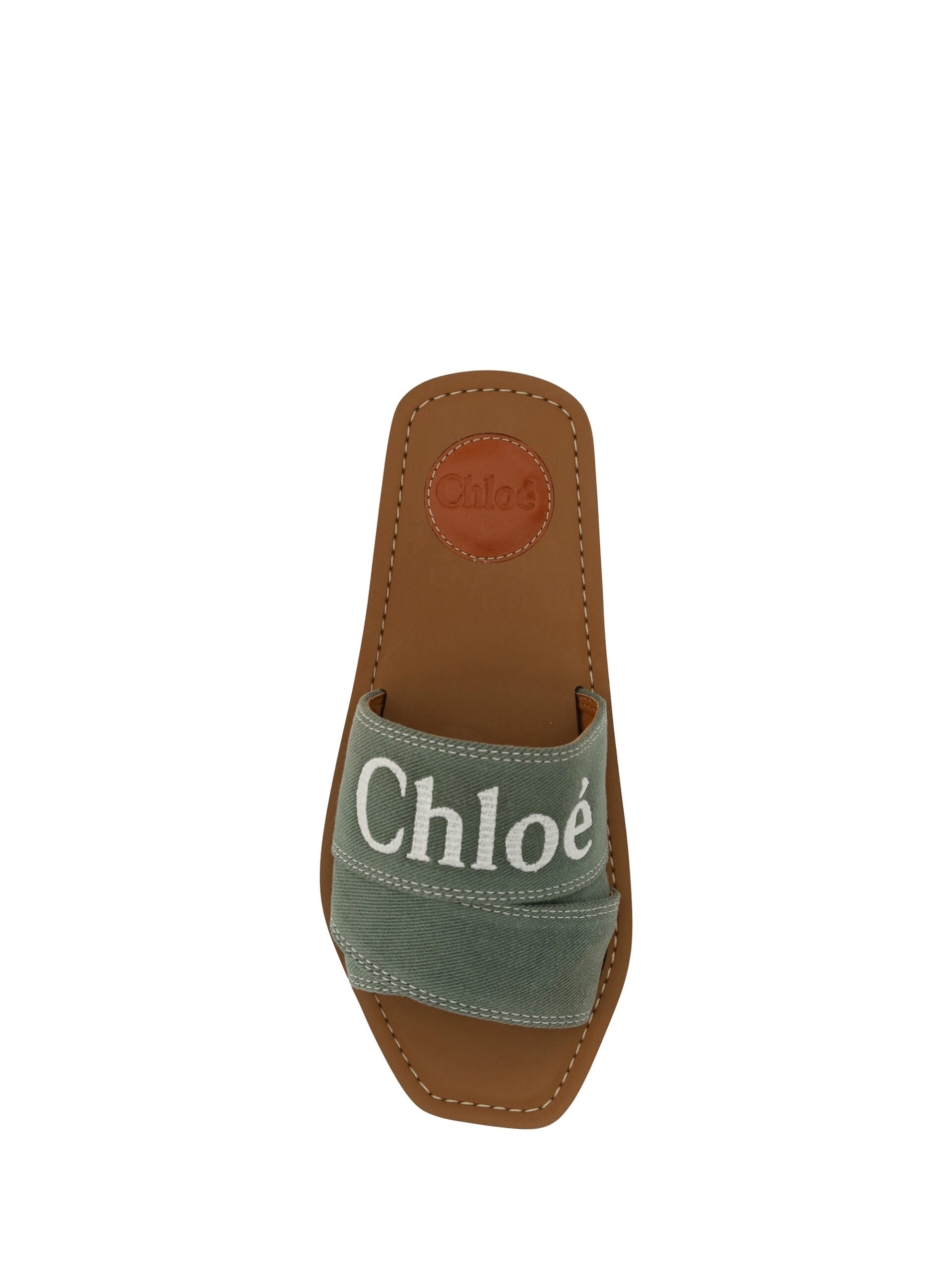 Chloé Elegant Forest Green Cotton Slides - ACCEXO