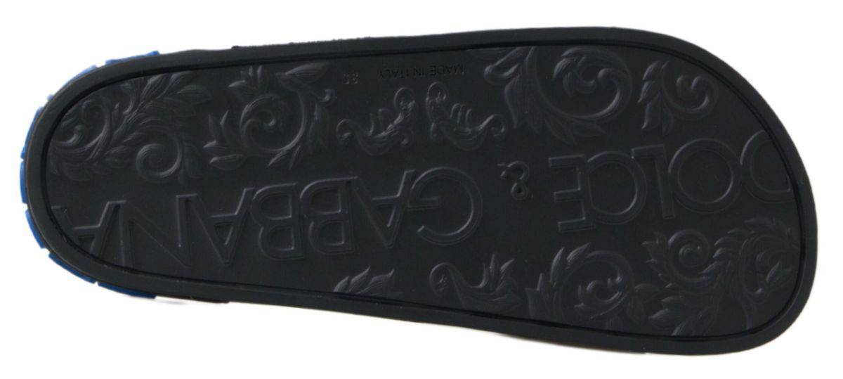 Dolce & Gabbana Elegant Black Leather Slide Sandals - ACCEXO