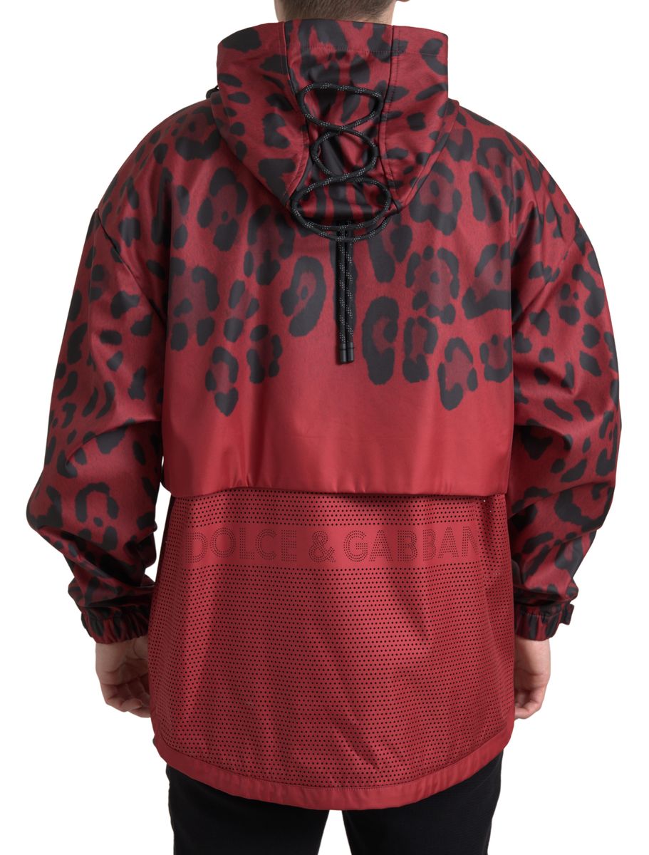 Dolce & Gabbana Radiant Red Leopard Print Hooded Jacket - ACCEXO