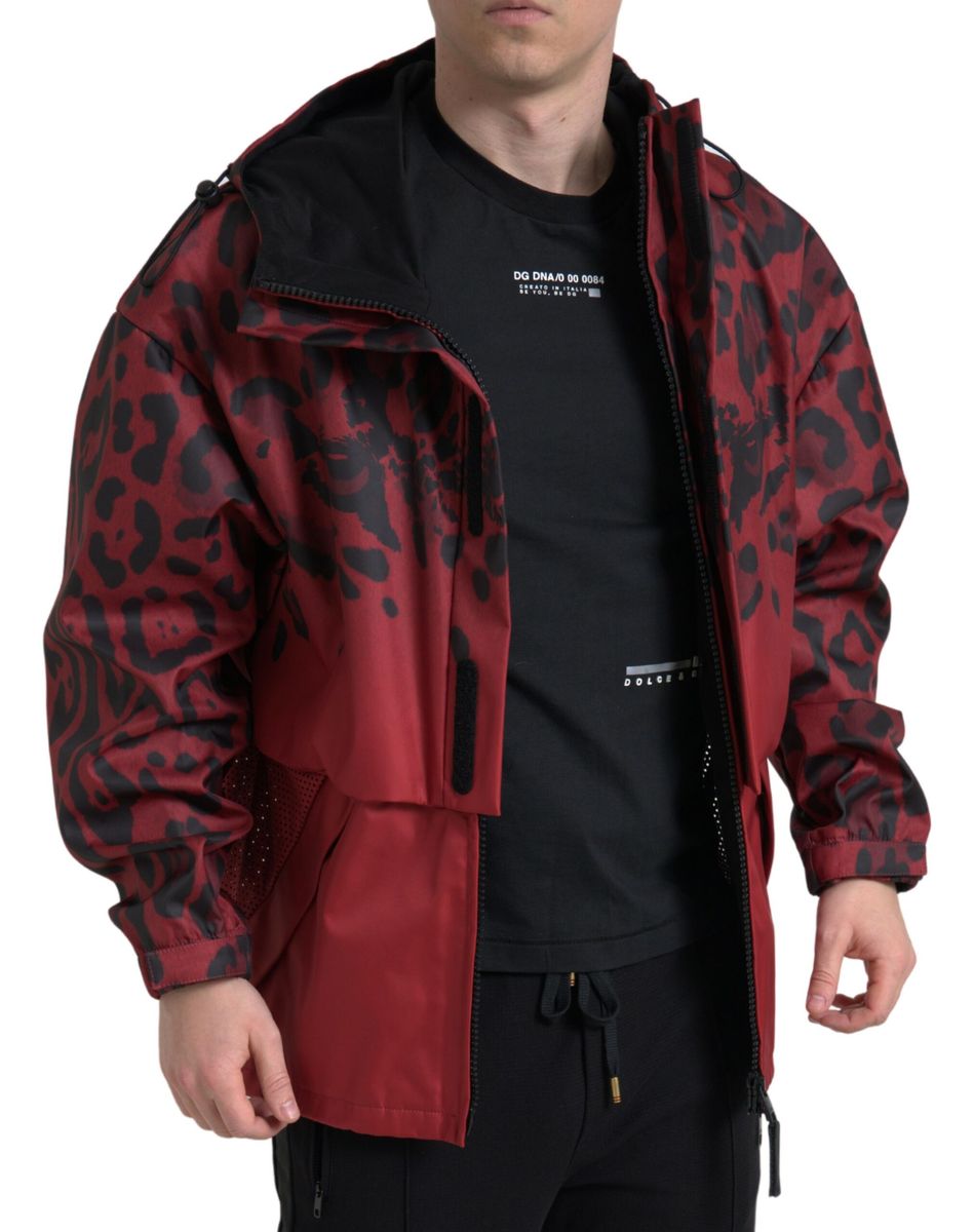 Dolce & Gabbana Radiant Red Leopard Print Hooded Jacket - ACCEXO